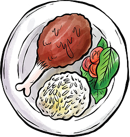 手绘奥尔良鸡腿米饭