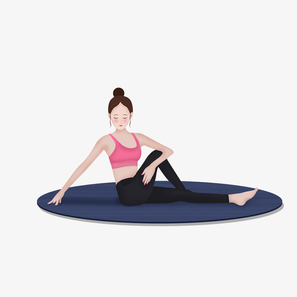 卡通手绘做瑜伽的少女