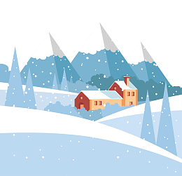 下着大雪的山林小屋