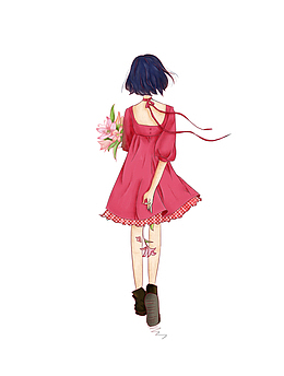 女孩的背影PNG