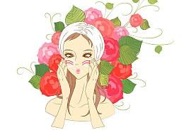 洗脸的小美女