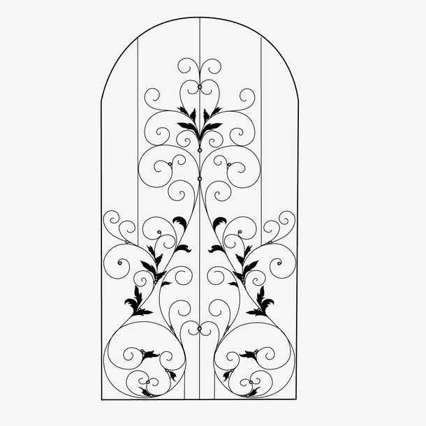 矢量黑色半圆铁质围栏大门