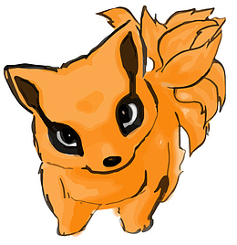 手绘卡通动物九尾狐狸呆萌免抠