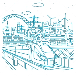 城市中高铁立交桥矢量免抠图