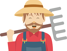 卡通肩抗铁叉农民丰收插画