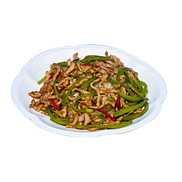 青椒肉丝盖饭 花瓣餐盘 红椒 