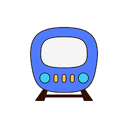 蓝色手绘高铁元素