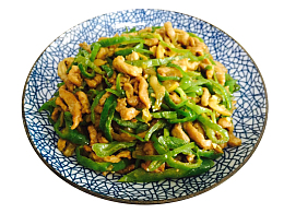 青花瓷美食青椒炒肉丝