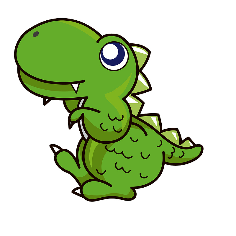 手绘绿色的恐龙动物设计