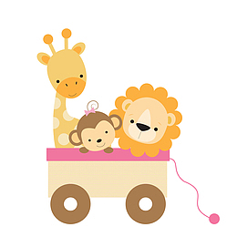 一辆车里装着几只动物玩偶