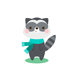 卡通动物浣熊围巾手绘可爱