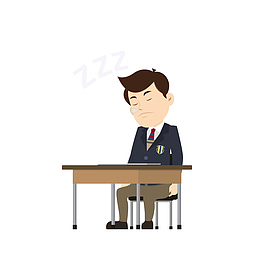 矢量手绘上课睡觉男生