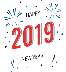 卡通烟花2019新年快乐
