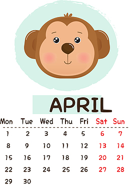 可爱2019年四月日历