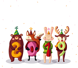 卡通动物2019新年