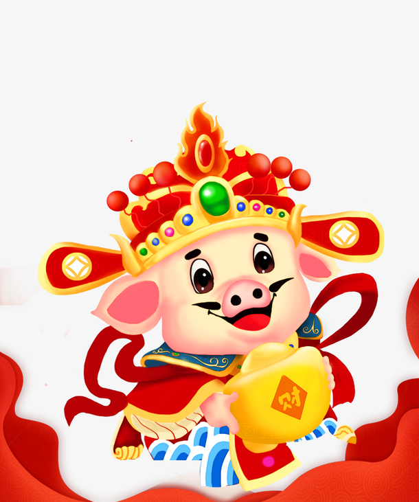 猪年2019,猪年,财神,元宝,财神爷,财神猪,卡通猪,2019,招财进宝,金猪