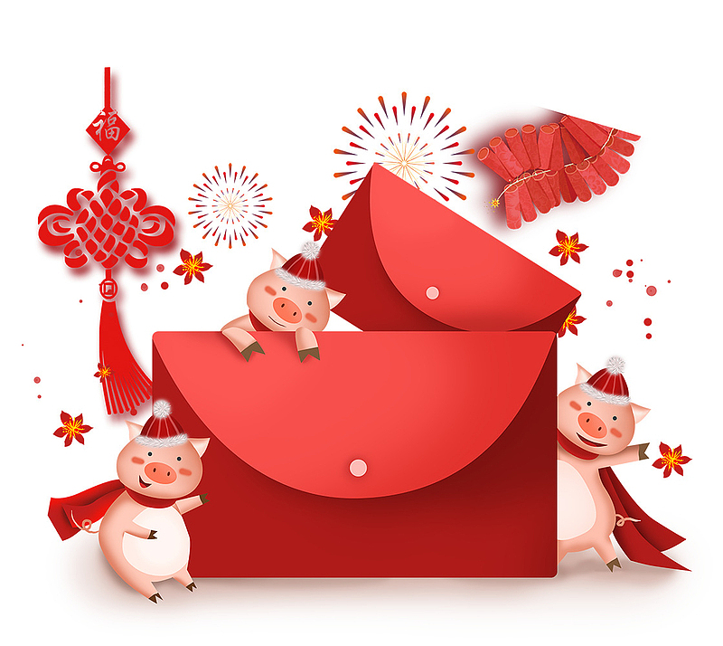 红色猪年新春背景