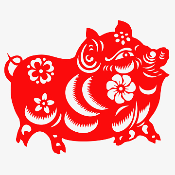 猪年喜庆红色剪纸矢量免抠图