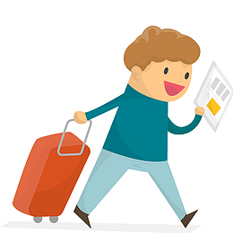 拉着行李箱走路的男生