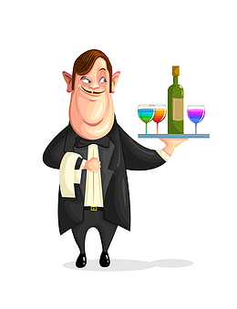 矢量卡通酒吧服务员png