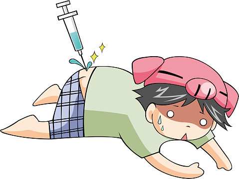 矢量图打针的小男孩