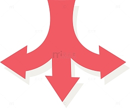 粉红向下三岔口箭头