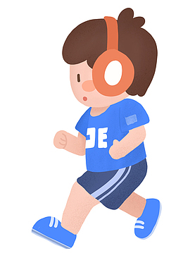 小男孩跑步健身儿童插画