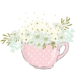 粉红杯子花朵唯美手绘