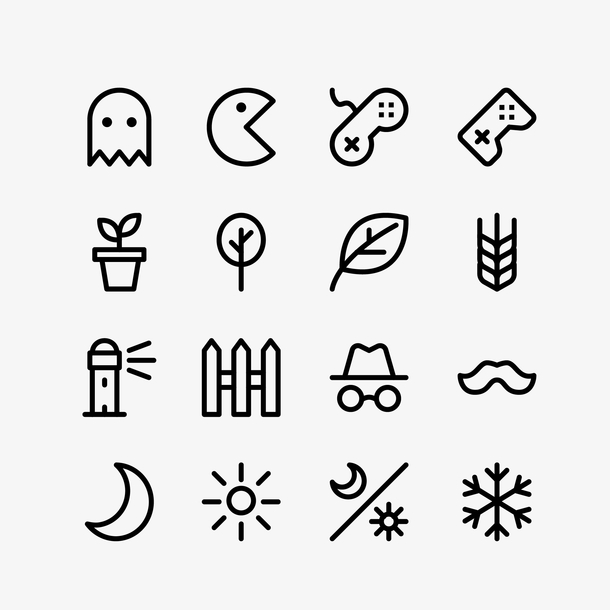 简笔黑色简约矢量图标合集