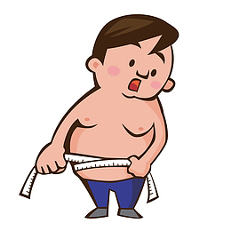 卡通大肚腩男孩测腰围