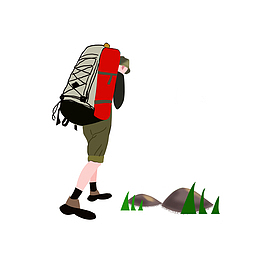 手绘卡通登山者旅行者