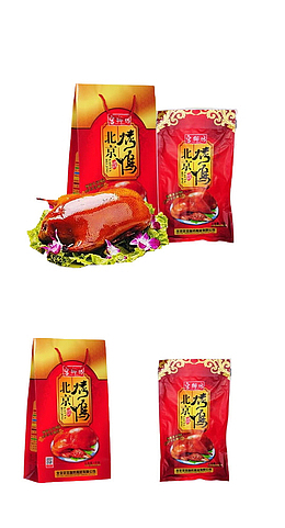 老北京烤鸭果柴烤鸭精美摆盘春卷
