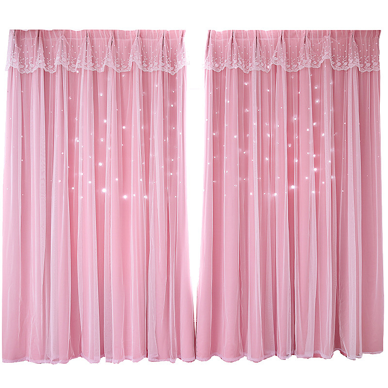 星星韩式粉色窗帘