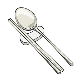 一份手绘的韩式餐具