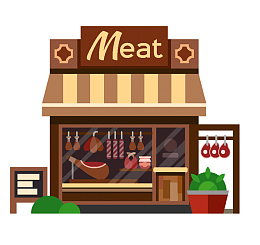 卡通肉食店手绘图