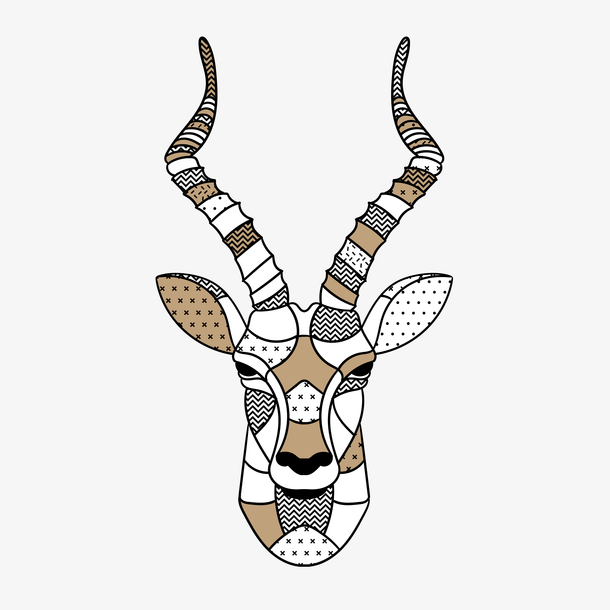 水彩卡通手绘鹿头