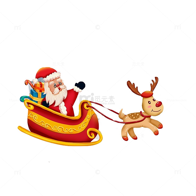 圣诞老人乘雪橇车