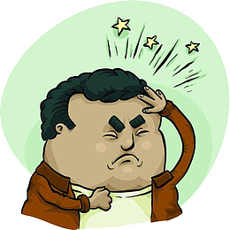 摸着头的男子