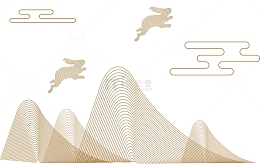中秋节艺术线条绘制风景矢量图