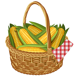 一篮玉米矢量插画