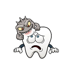 卡通被细菌啃食的牙齿素材