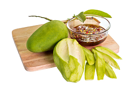 生芒果切片和案板