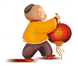 提灯笼的卡通人物