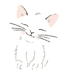 白色可爱小猫绘画元素