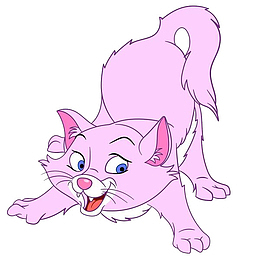 趴着张嘴的粉色小猫