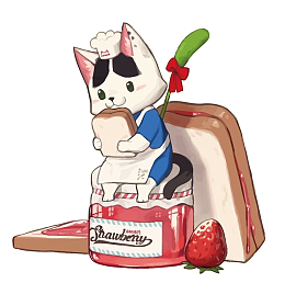 矢量草莓酱和小猫