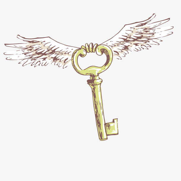 翅膀钥匙唯美手绘
