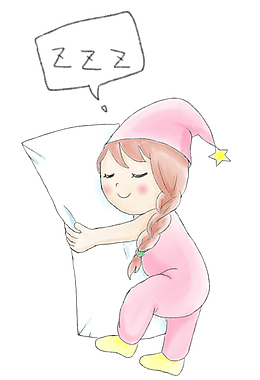 女孩抱着抱枕睡觉卡通图