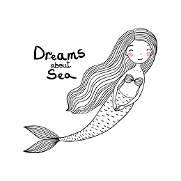 长发美人鱼线性插图