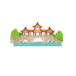 中国风建筑矢量手绘